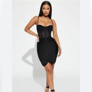 NWT Fashion Nova Amber Fringe Mini Dress Black Medium